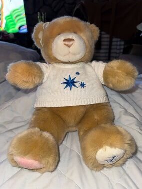 17” Brooks Brothers TEDDY BEAR Beige Plush Ear Bow Star Sweater